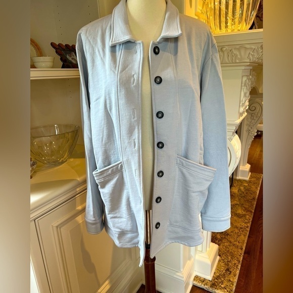 LEALLO grey sweatshirt button down jacket size large - Picture 1 of 8